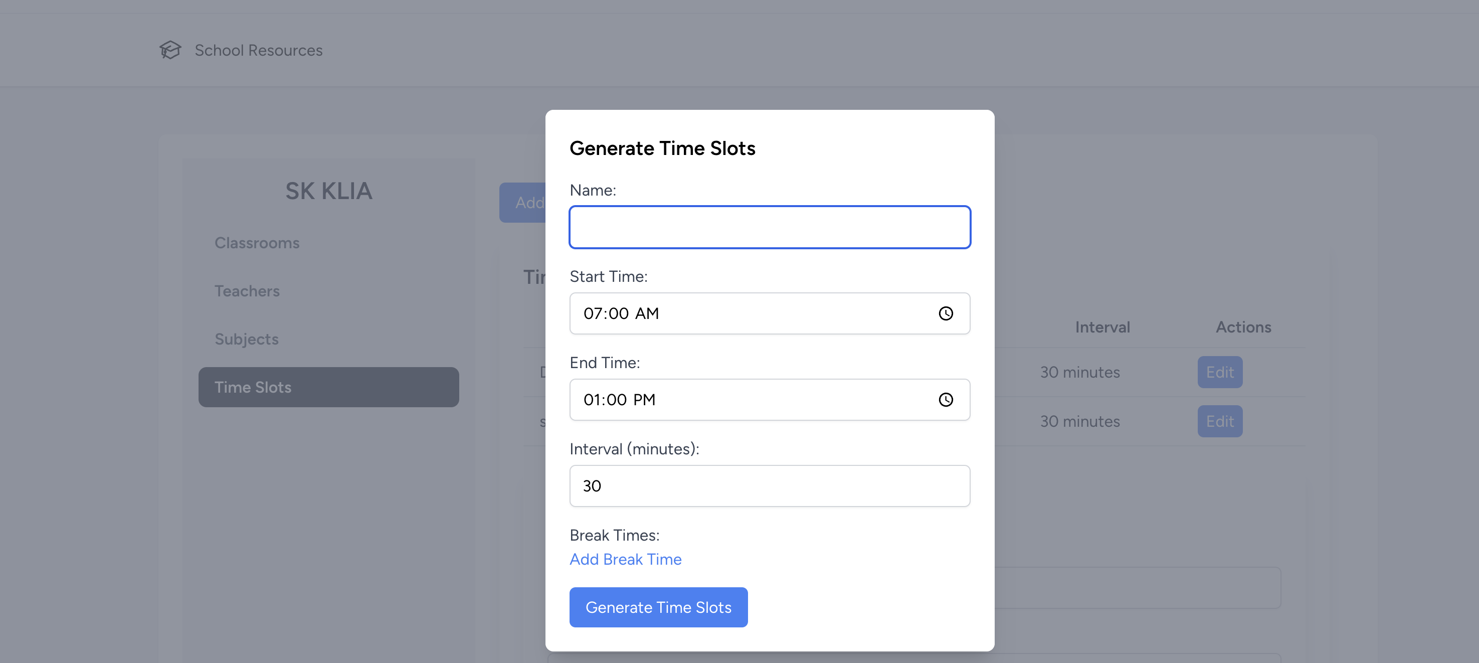 Enhancing School Scheduler with Timeslot Management and Drag-and-Drop Features